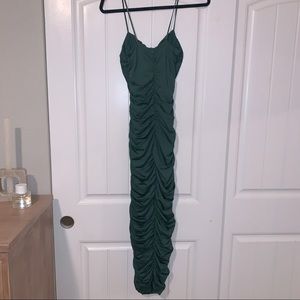 Emerald green ruched dress